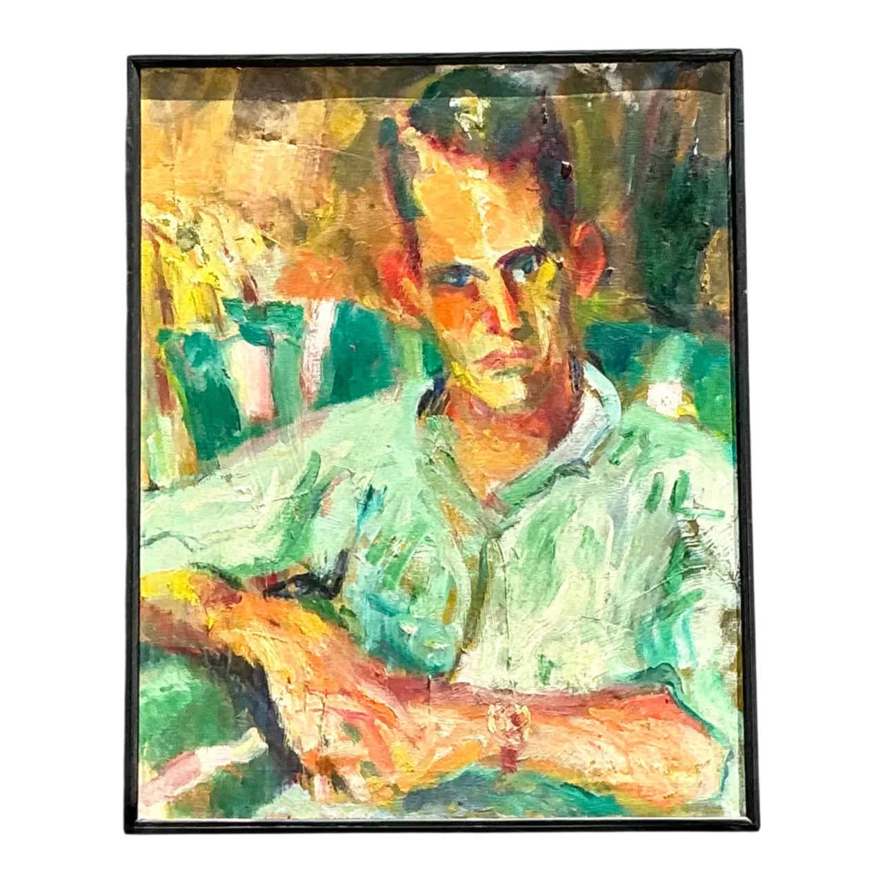 Vintage Original Portrait Of Sour Faced Man