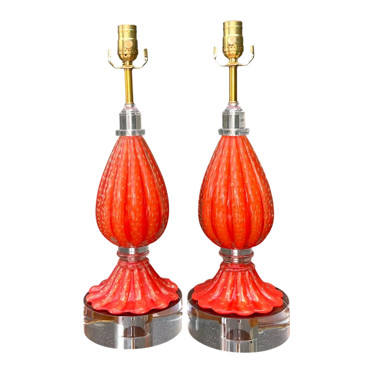 Vintage Italian Murano Glass Lamps - Set of 2