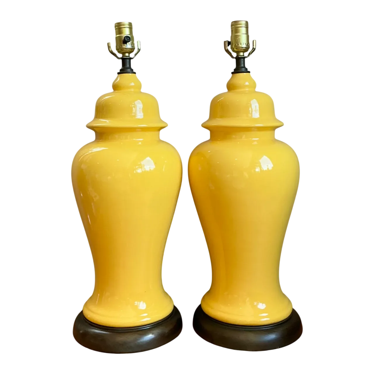 Vintage Glazed Ceramic Ginger Jar Lamps - Set of 2