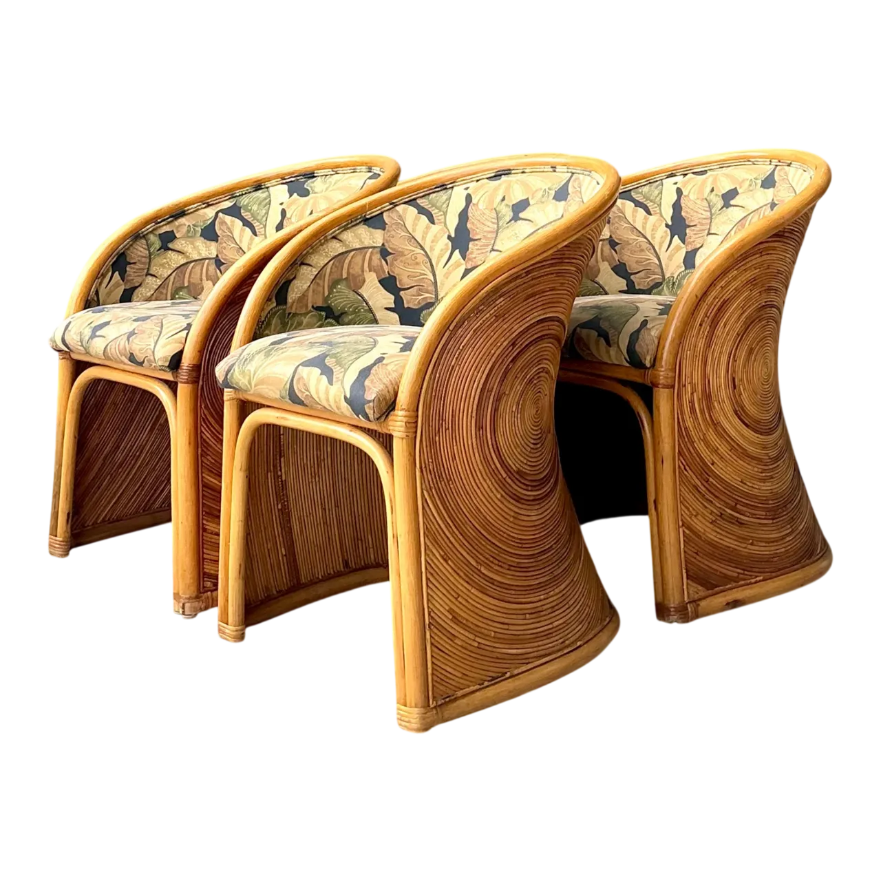 Vintage Pencil Reed Sunburst Dining Chairs