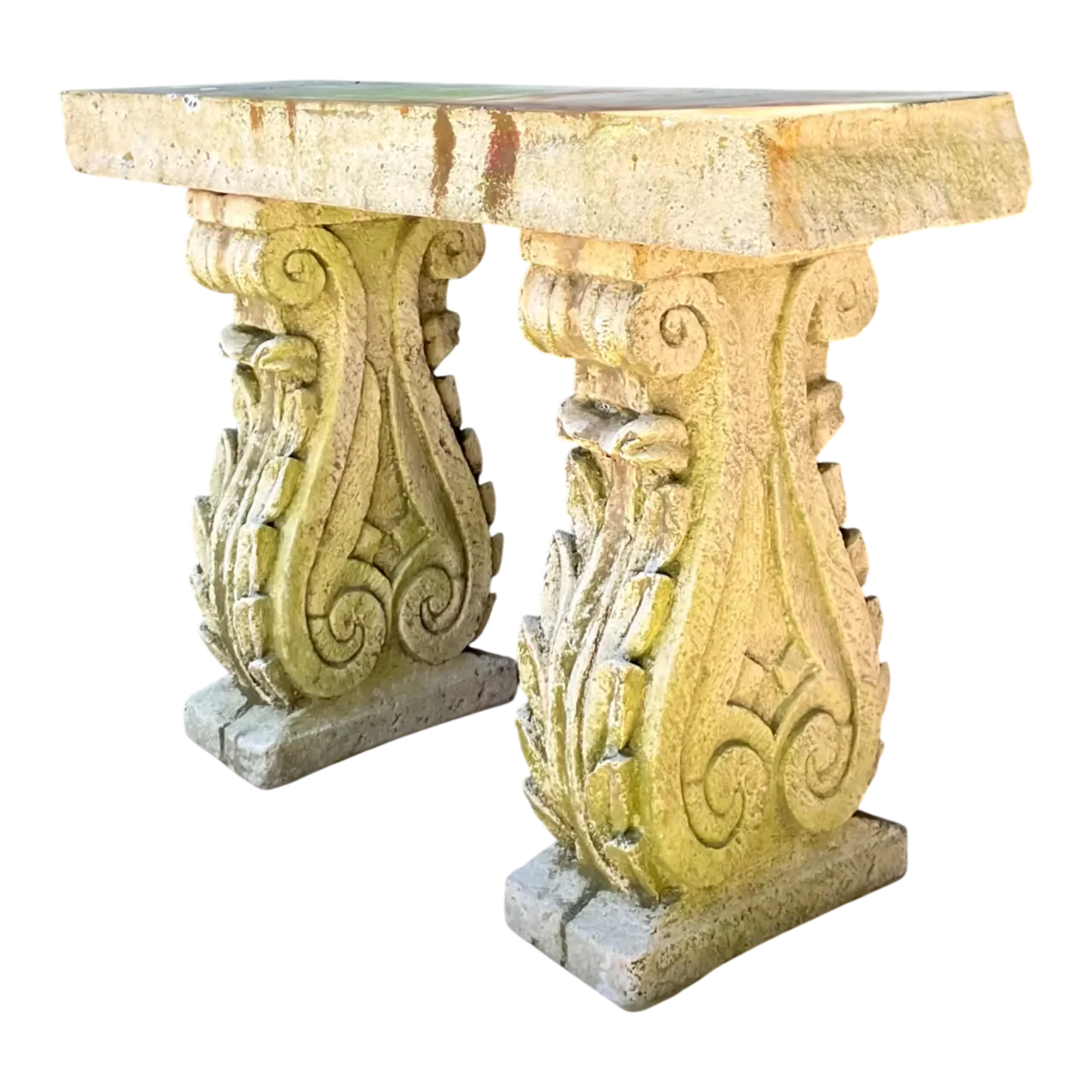 Vintage Ornate Cement Console Table