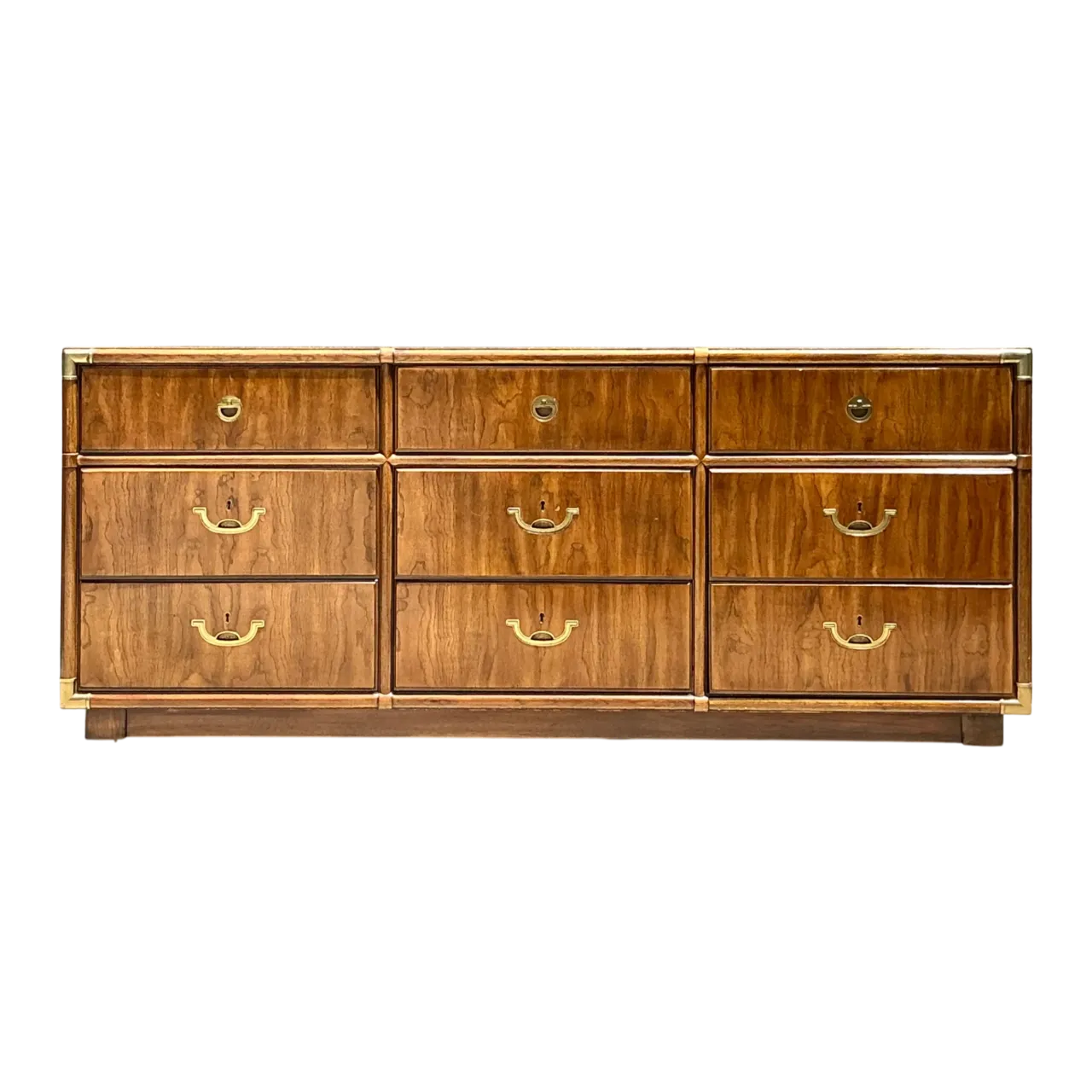 Vintage Drexel Wood and Brass Campaign Dresser
