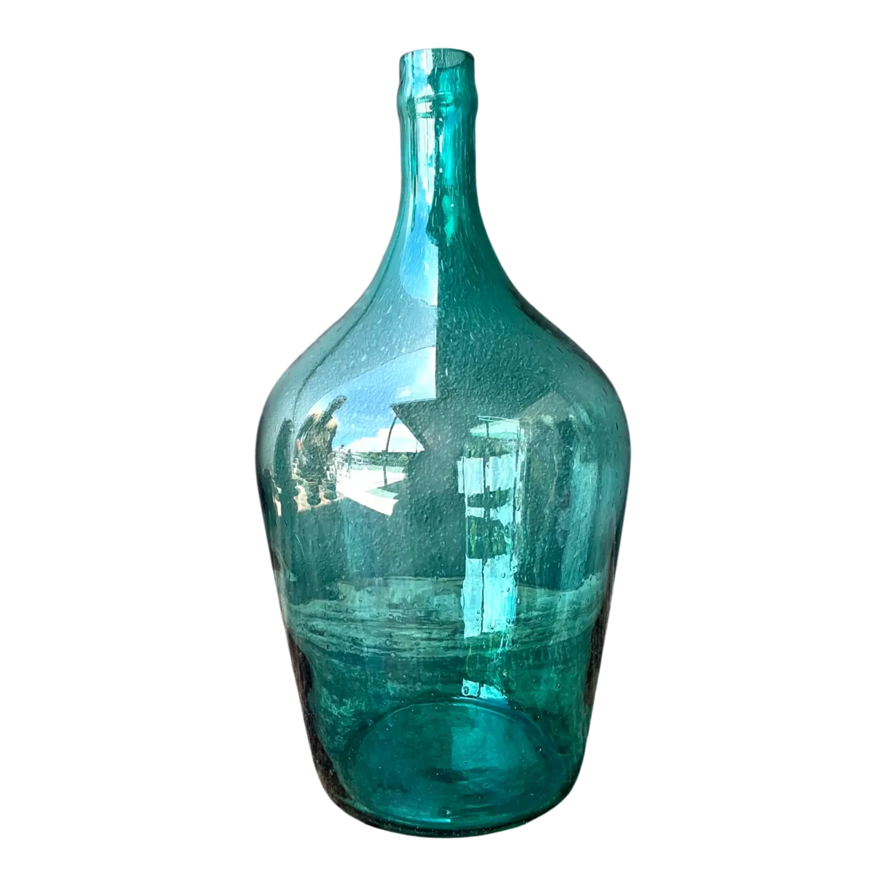 Vintage Teal Glass Demijohn