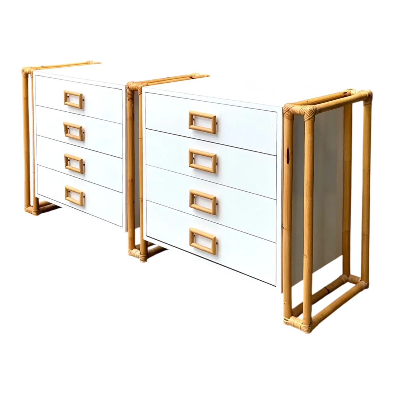 Vintage Rattan and Laminate Dresser