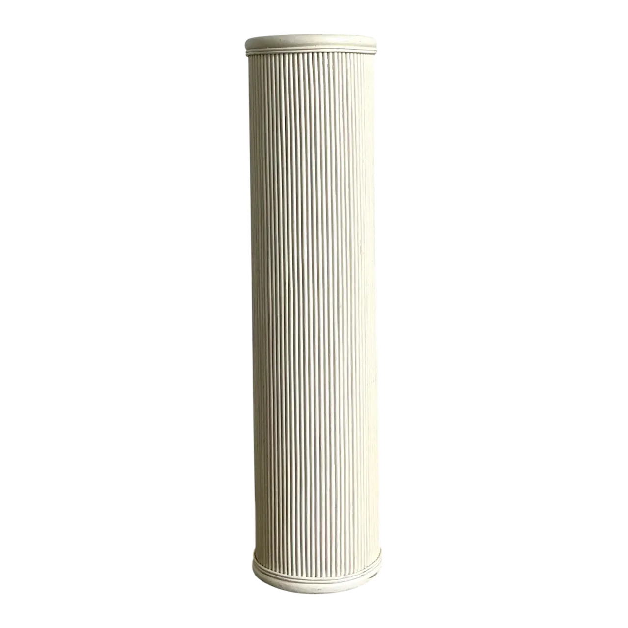 Vintage White Painted Rattan Pedestal