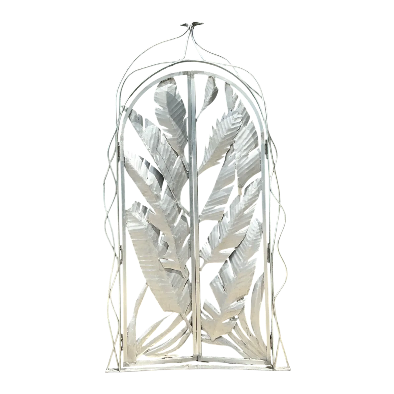 Vintage Aluminum Banana Leaf Botanical Garden Gate