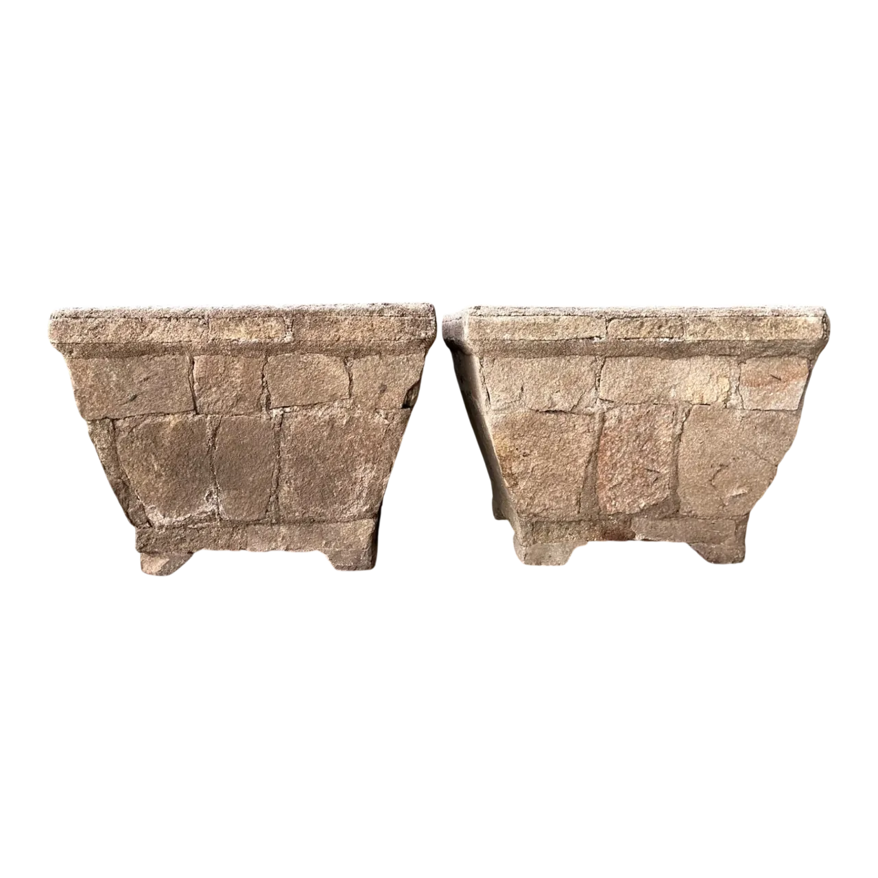 Vintage Stone Outdoor Planters - Set of 2