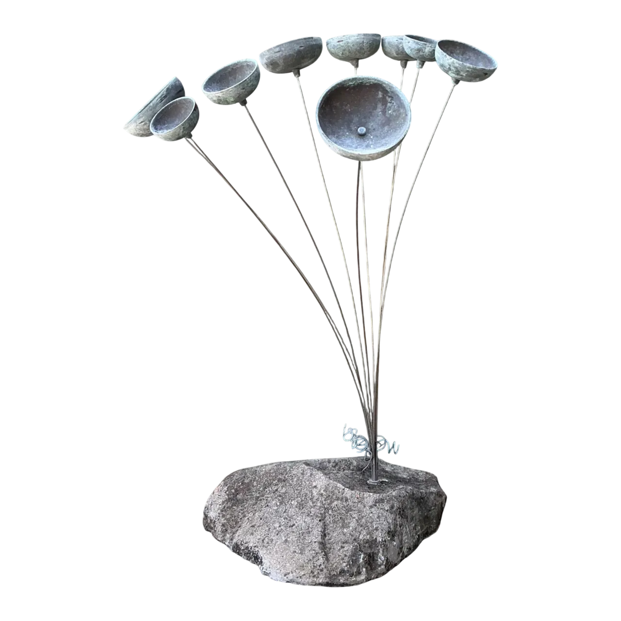 Vintage MCM Stone and Metal Abstract Wind Chime
