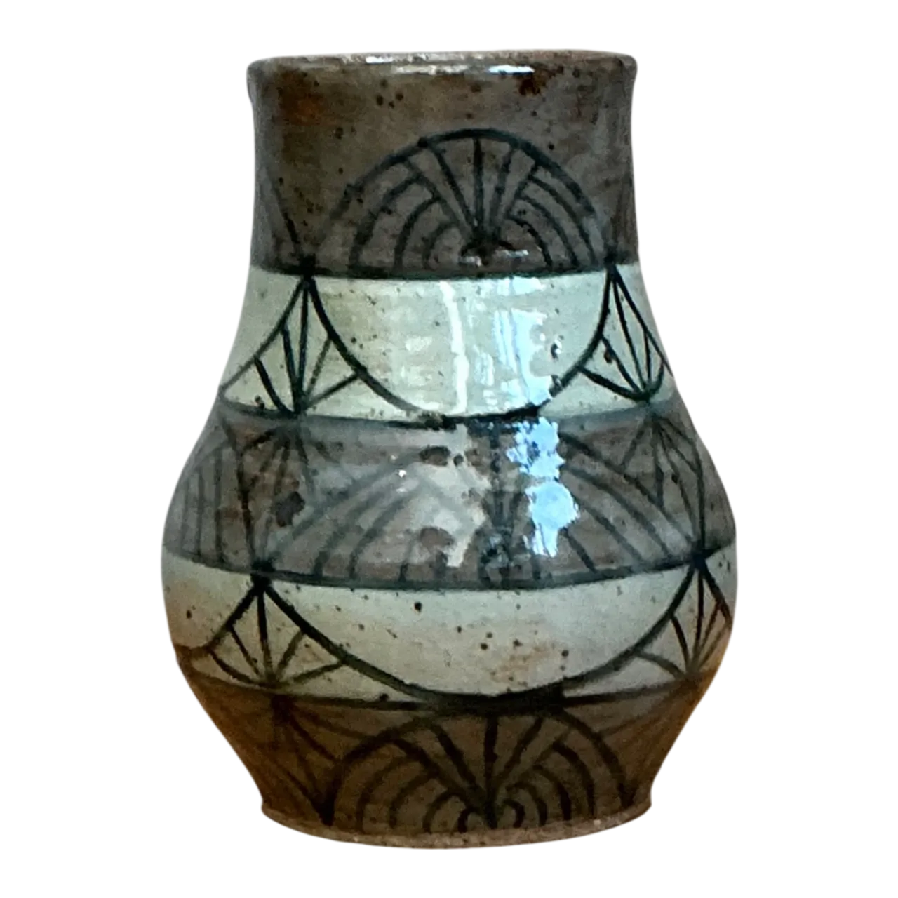Vintage Handcrafted Geometric Ceramic Vase