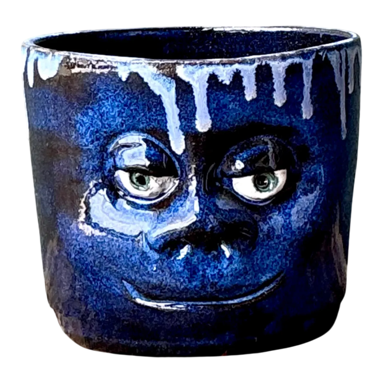 Vintage Drip Glaze Ceramic Face Planter
