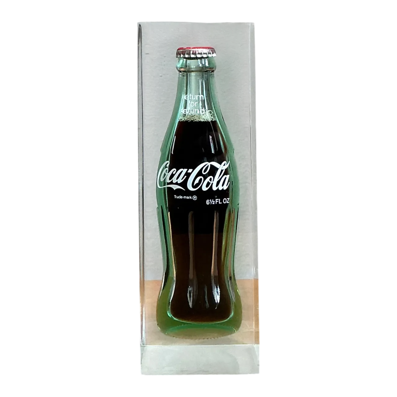 Vintage Coca-Cola Bottle in Lucite Block