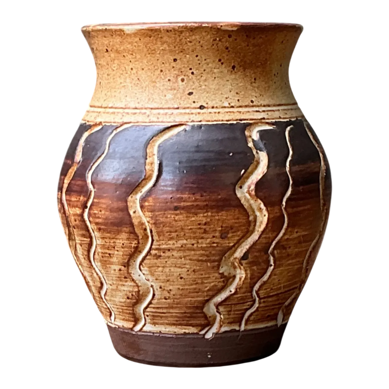 Vintage Handcrafted Ceramic Vase with Wave Motif