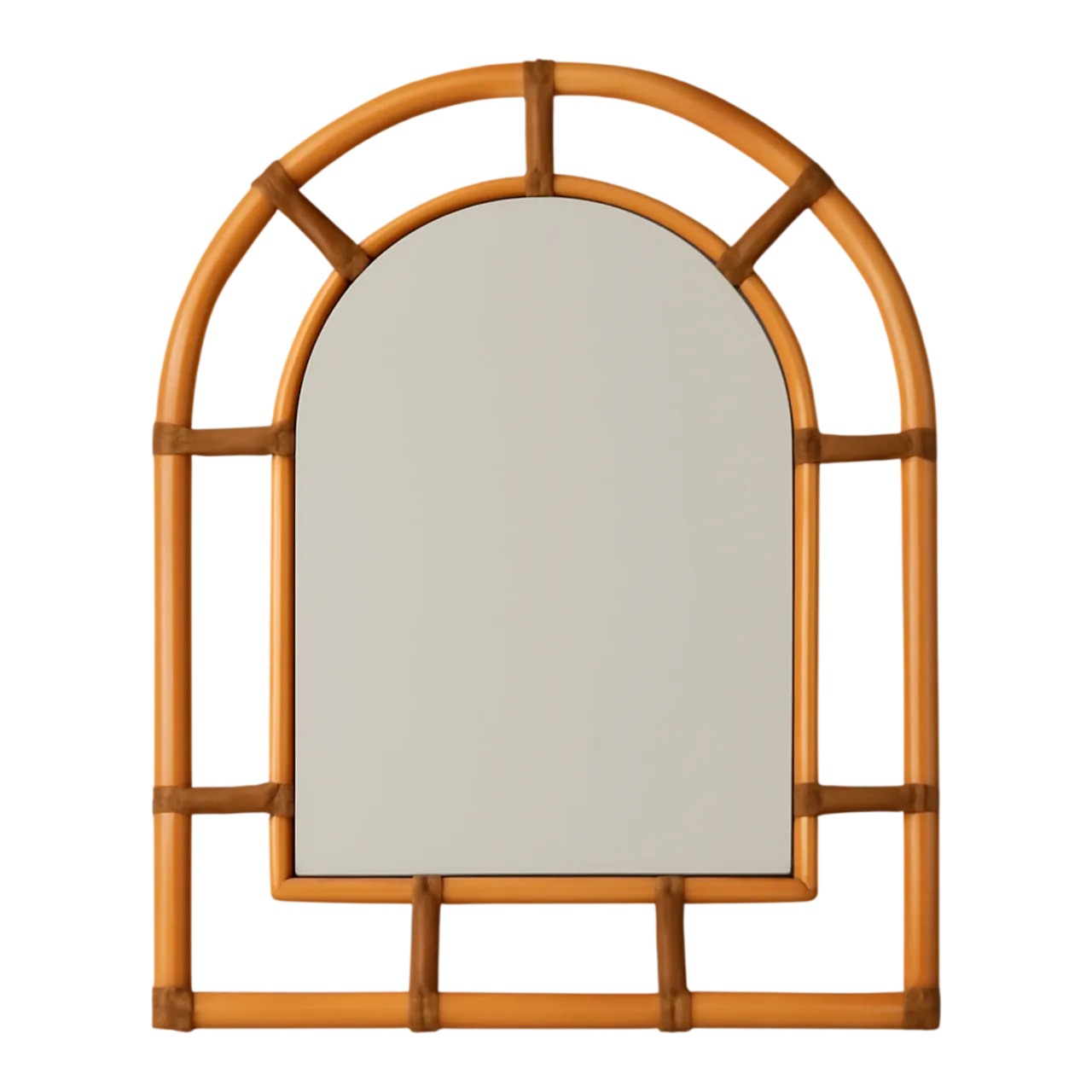 Vintage Rattan Arched Wall Mirror