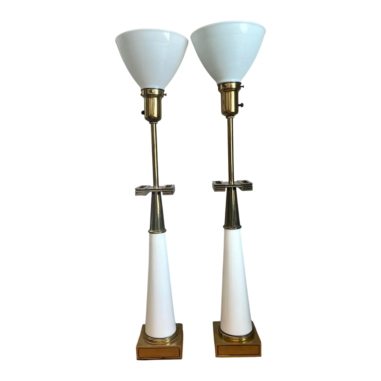 Vintage Tommi Parzinger For Stiffel Greek Key Brass Lamps - A Pair