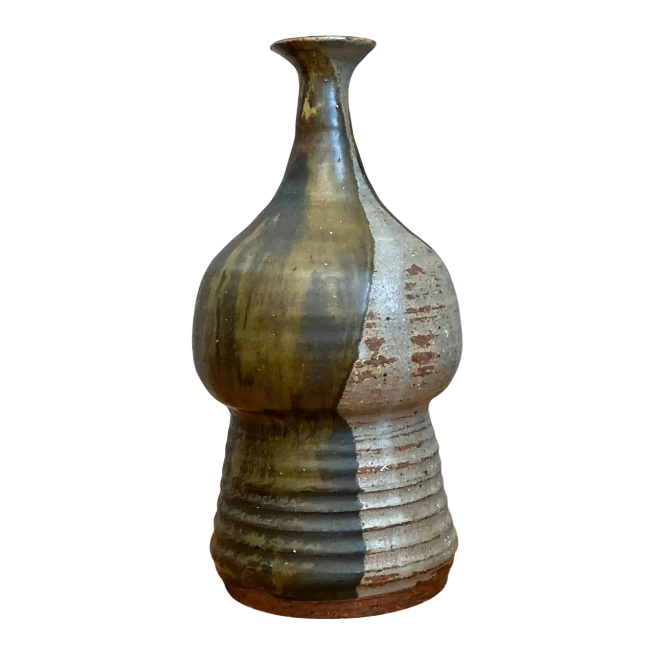 Vintage Two-Tone Glazed Ceramic Vase
