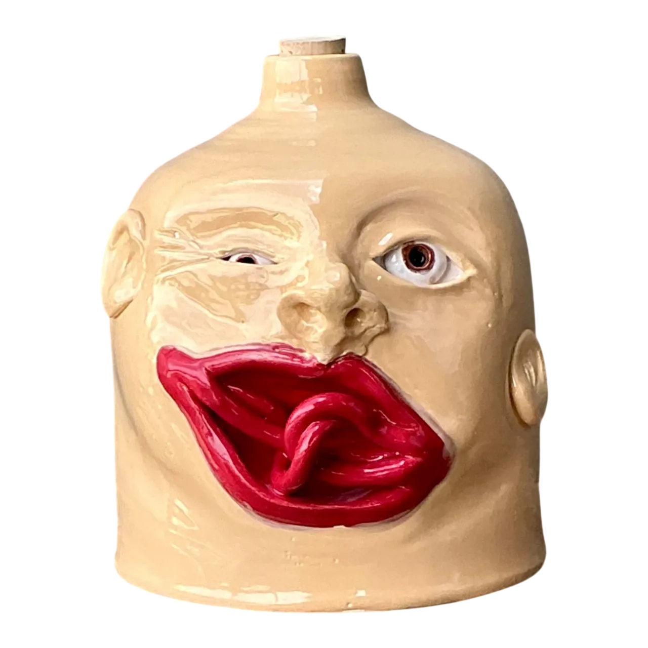 Vintage Handcrafted Ceramic Face Jug