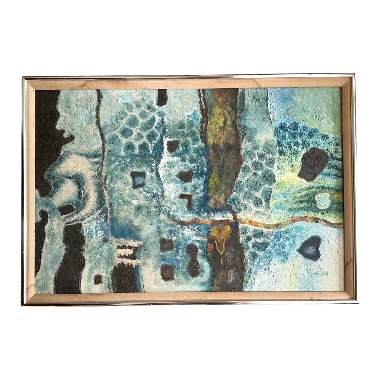 Vintage Framed Abstract Art on Board