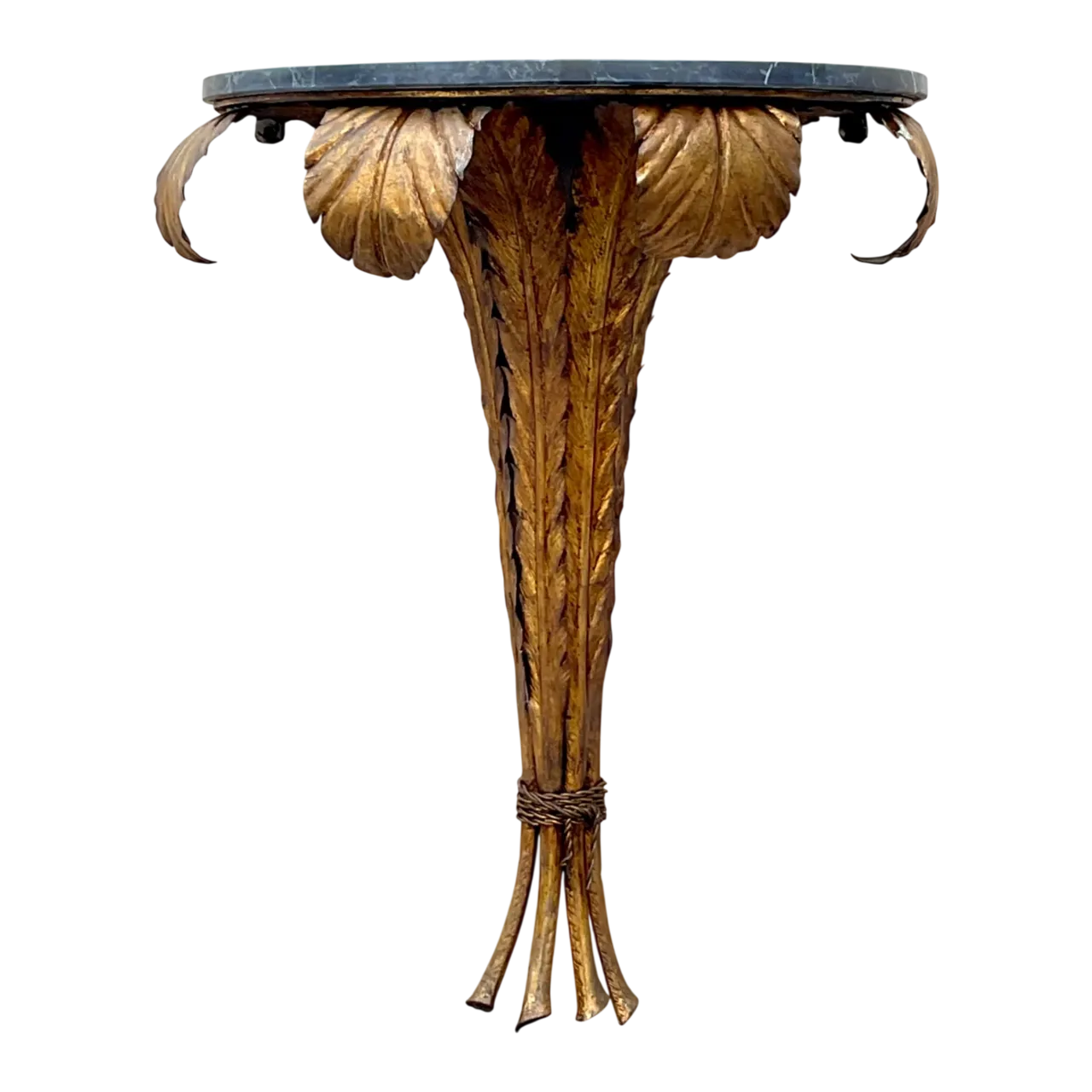 Vintage Gilt Metal and Marble Wall Console
