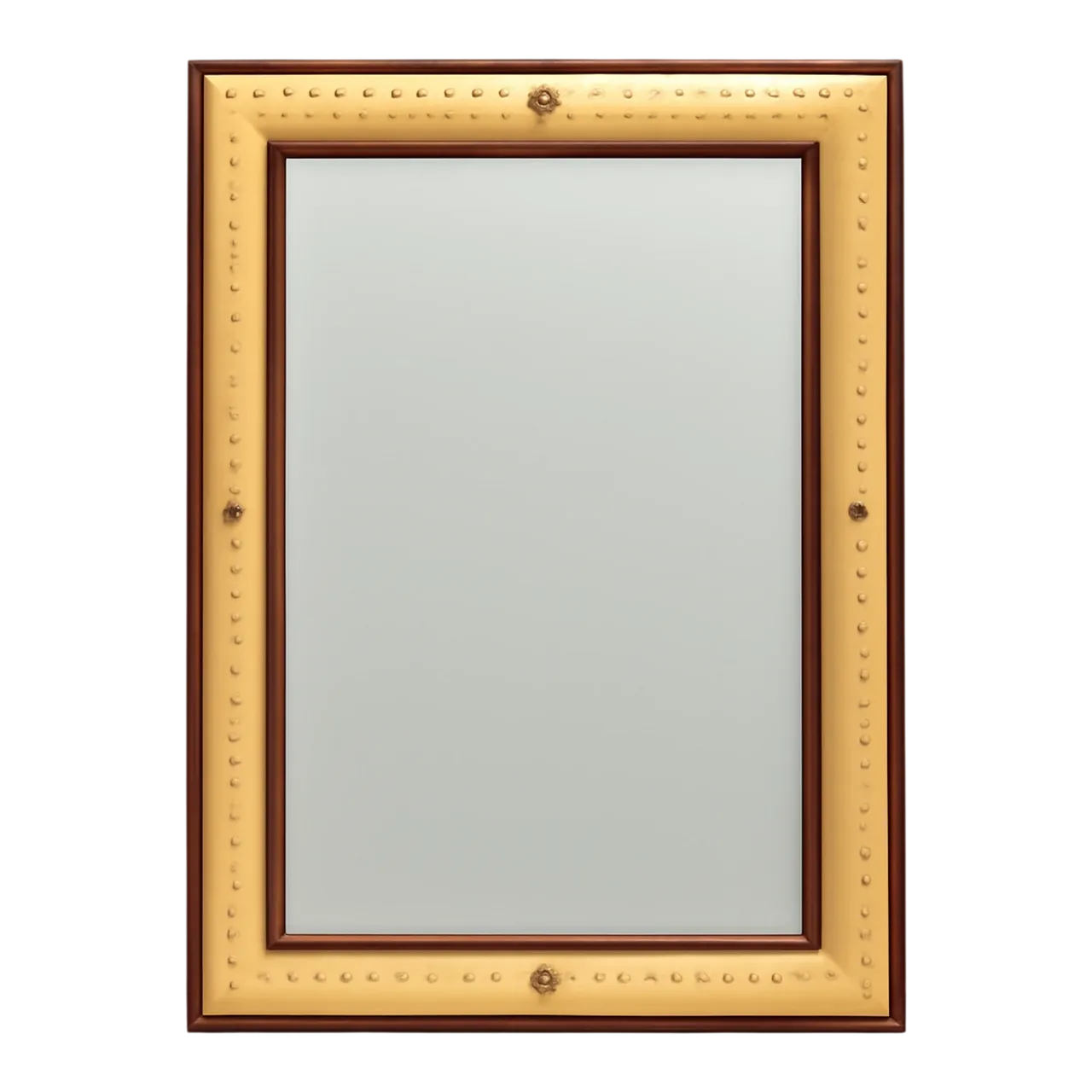 Vintage Seagrass Studded Wood Floor Mirror
