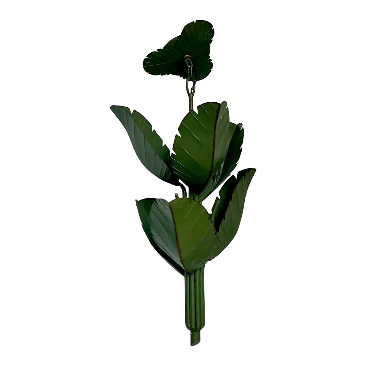 Vintage Green Banana Leaf Six Arm Chandelier