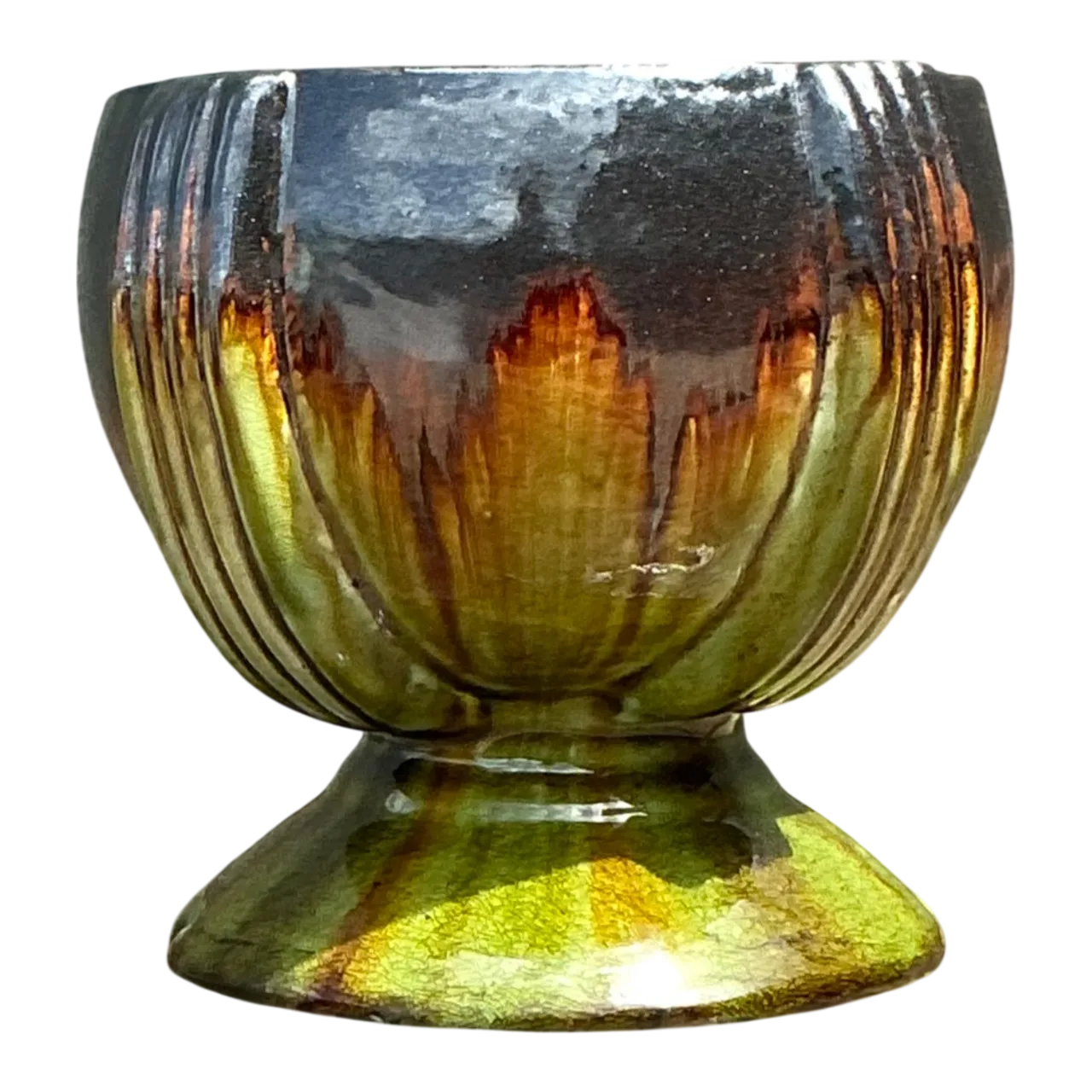 Vintage Drip Glaze Ceramic Pedestal Bowl