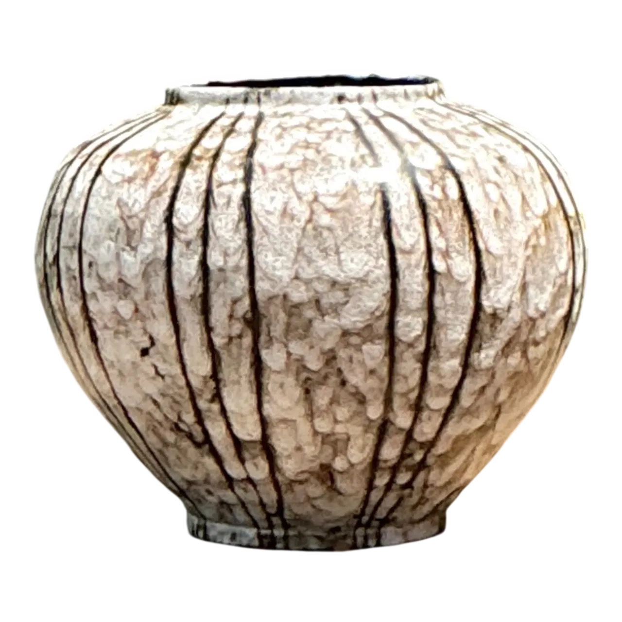 Vintage Brown and White Ceramic Vase