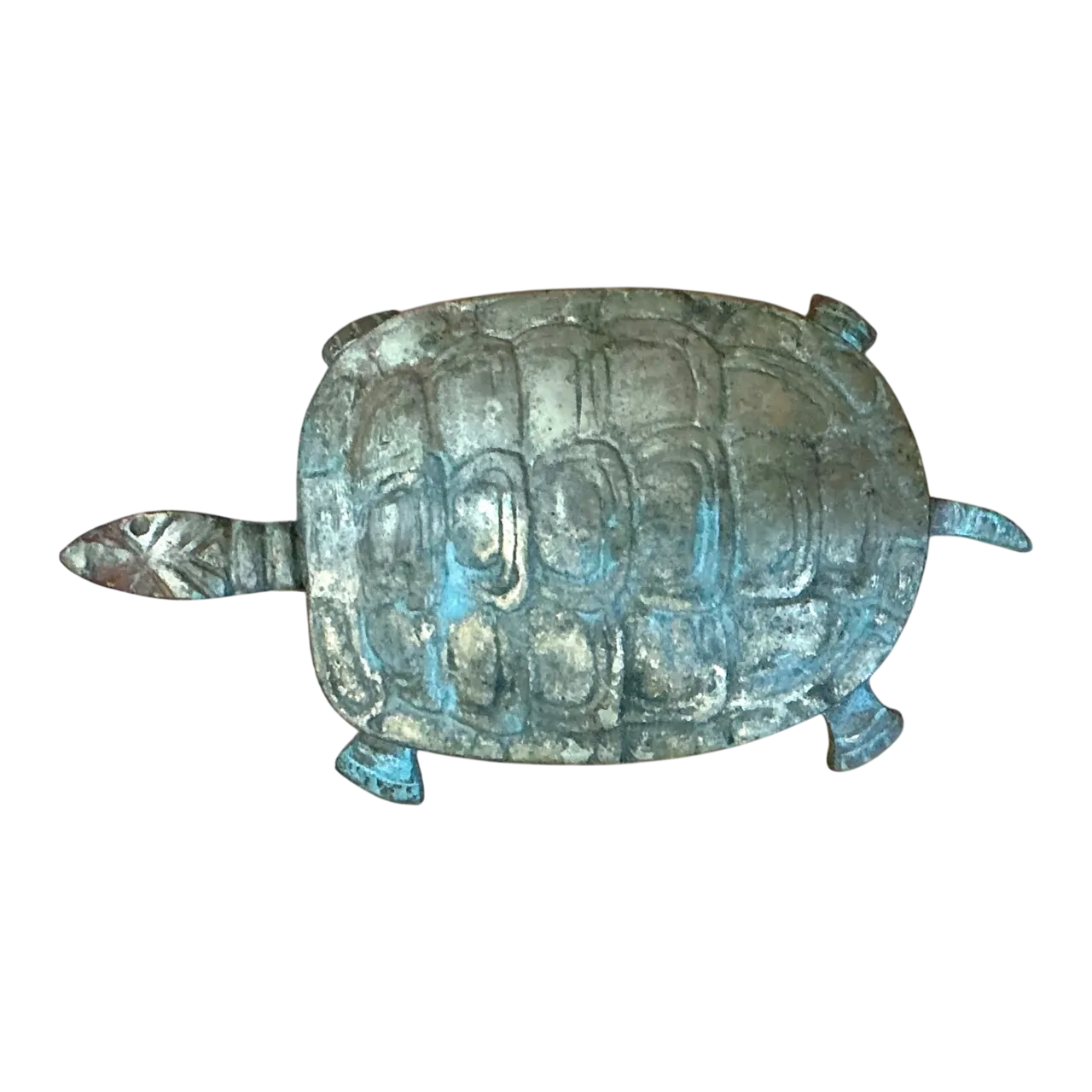 Vintage Patinated Metal Turtle Trinket Box