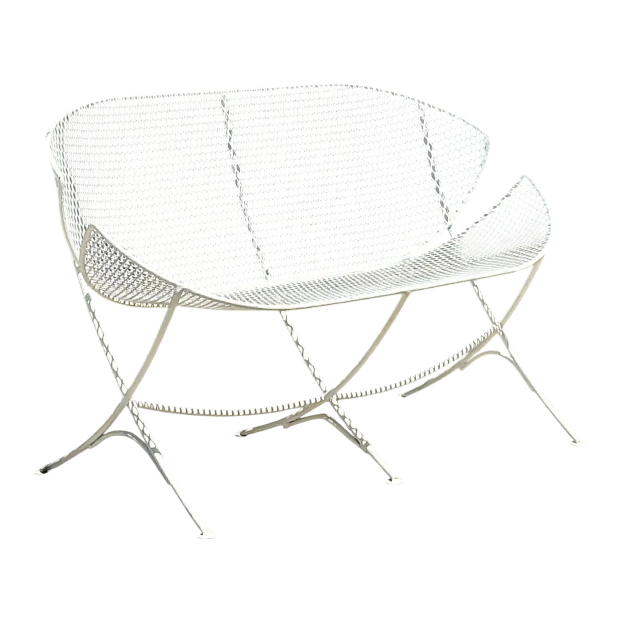 Mid-Century Modern Salterini “Orange Slice” Metal Mesh Bench