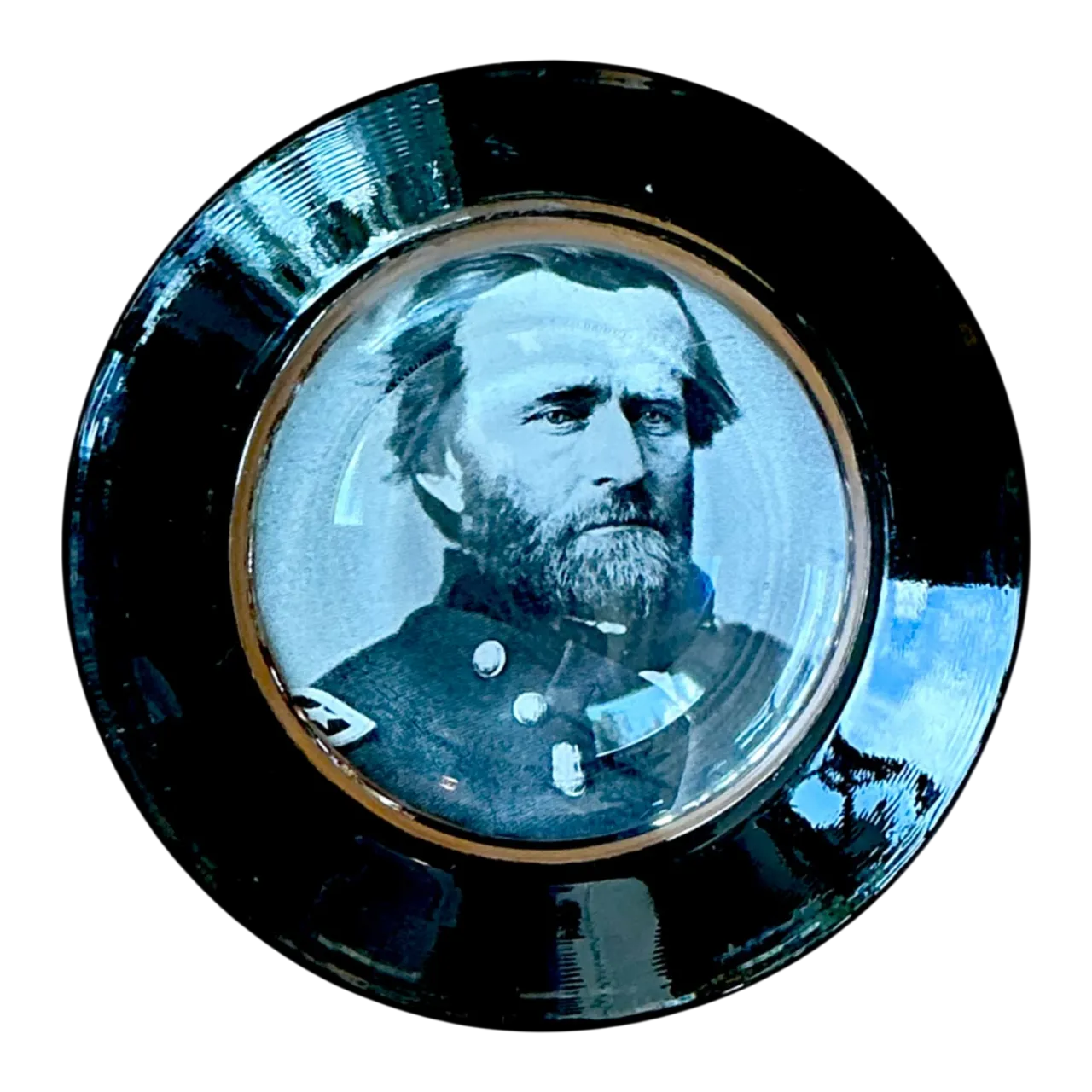 Vintage Glass Paperweight with Ulysses S. Grant Portrait