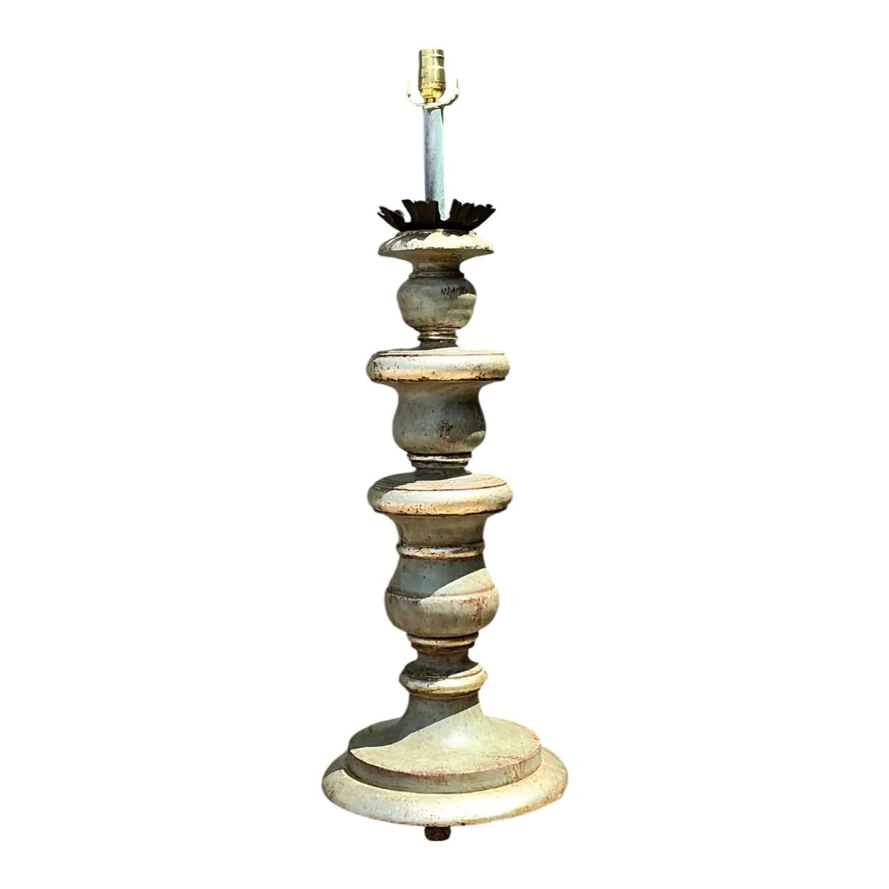 Vintage Distressed Wood Table Lamp