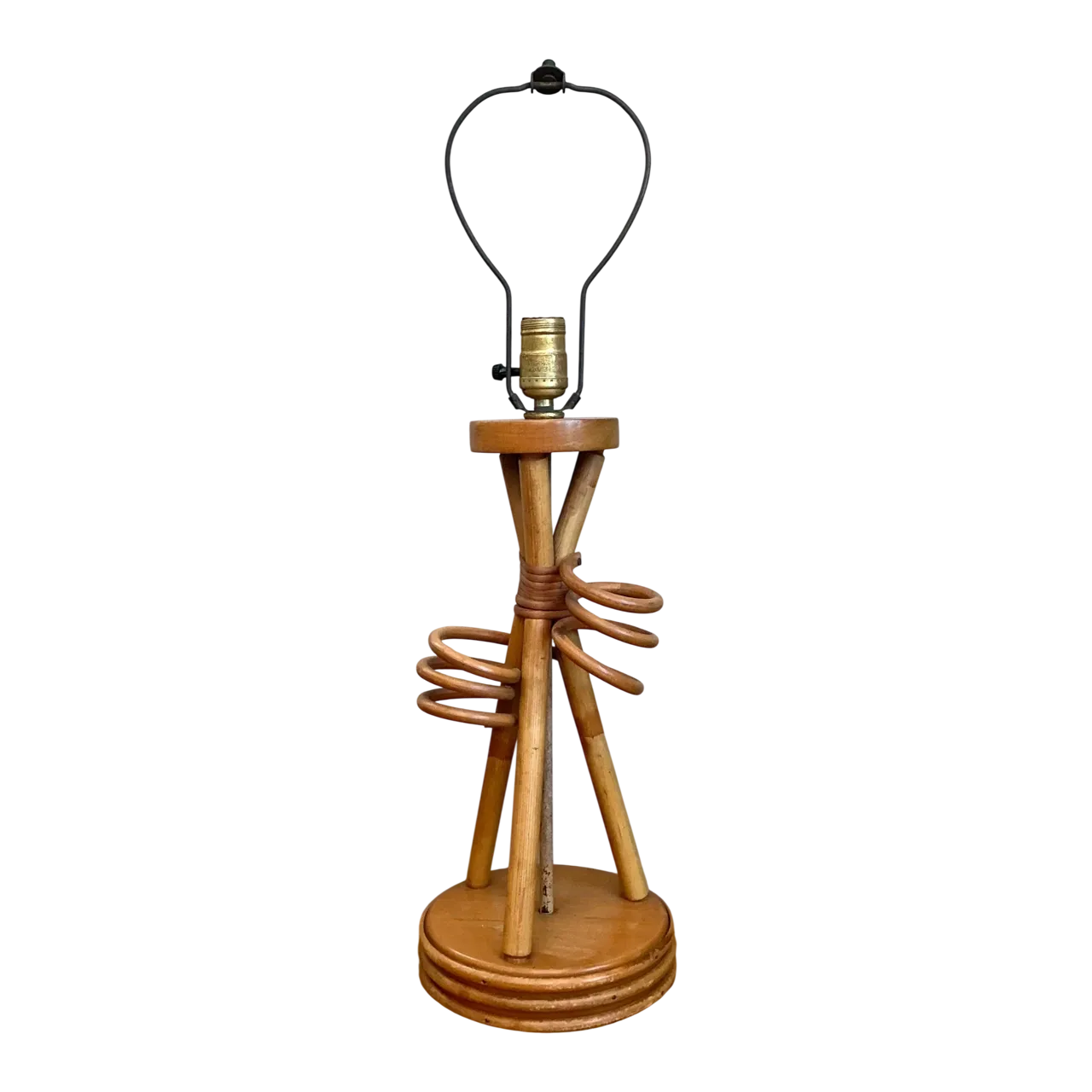 Vintage Rattan Loop Wood Lamp