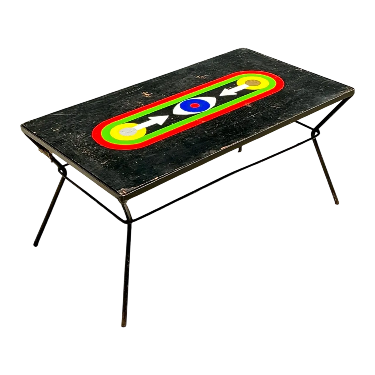 Vintage Geometric Painted Wood Table
