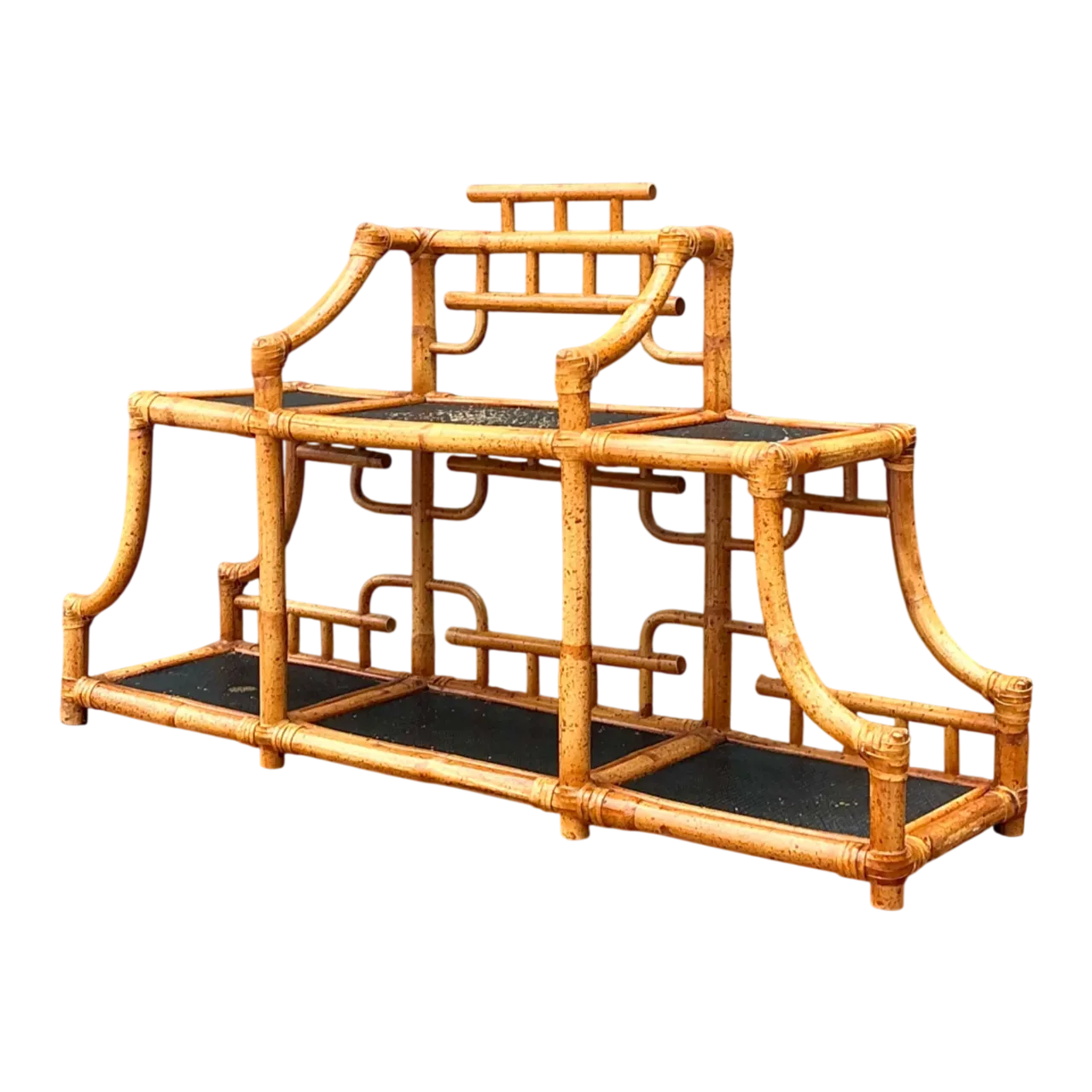Vintage Bamboo and Rattan Tabletop Display