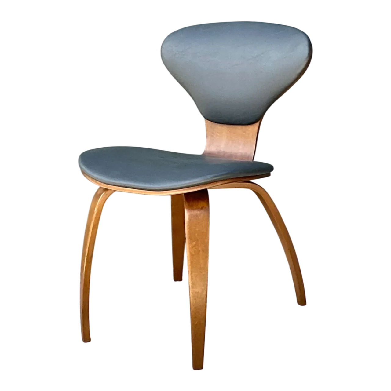 Vintage Wood and Leather Cherner Dining Chair