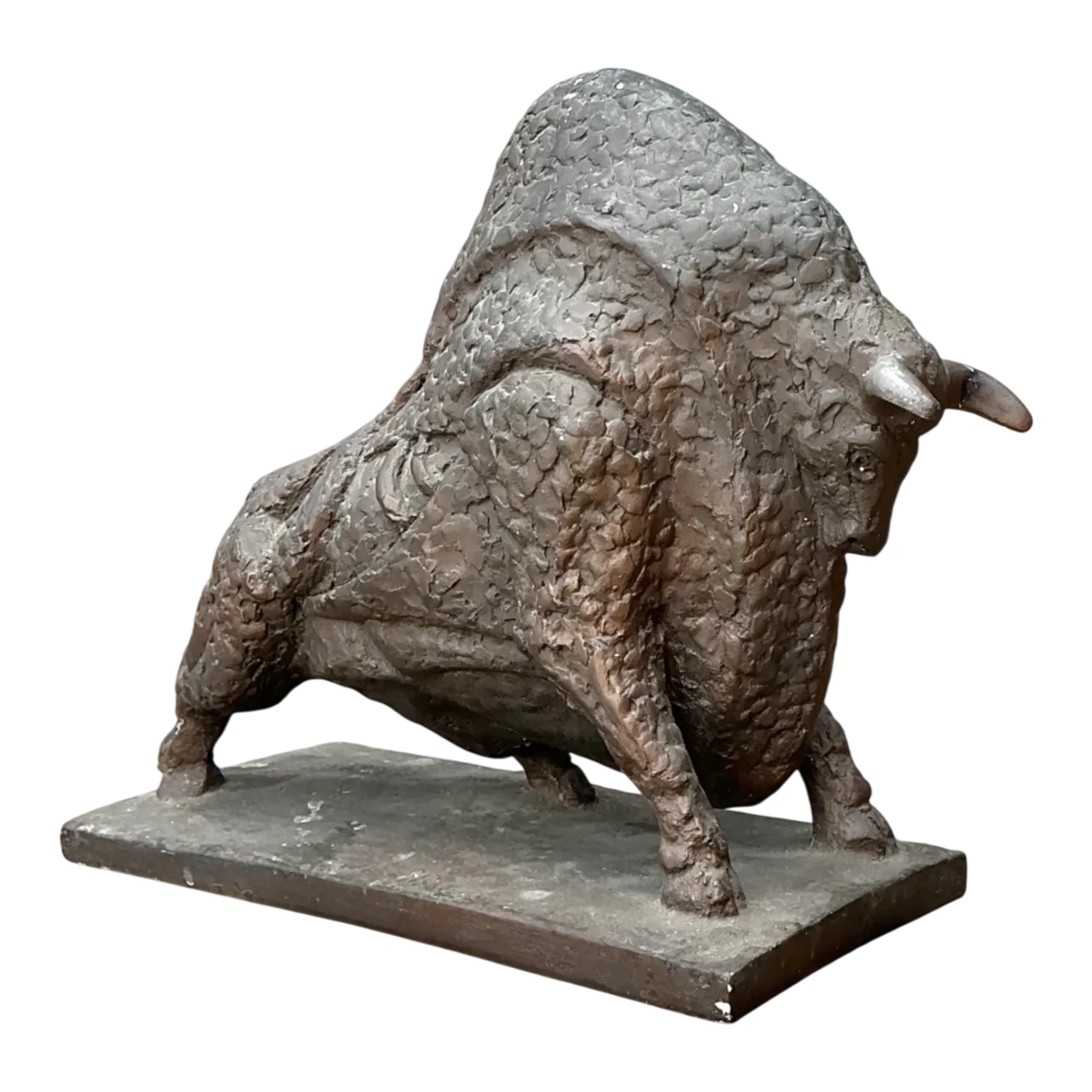 Vintage MCM Textured Plaster Bull Sculpture