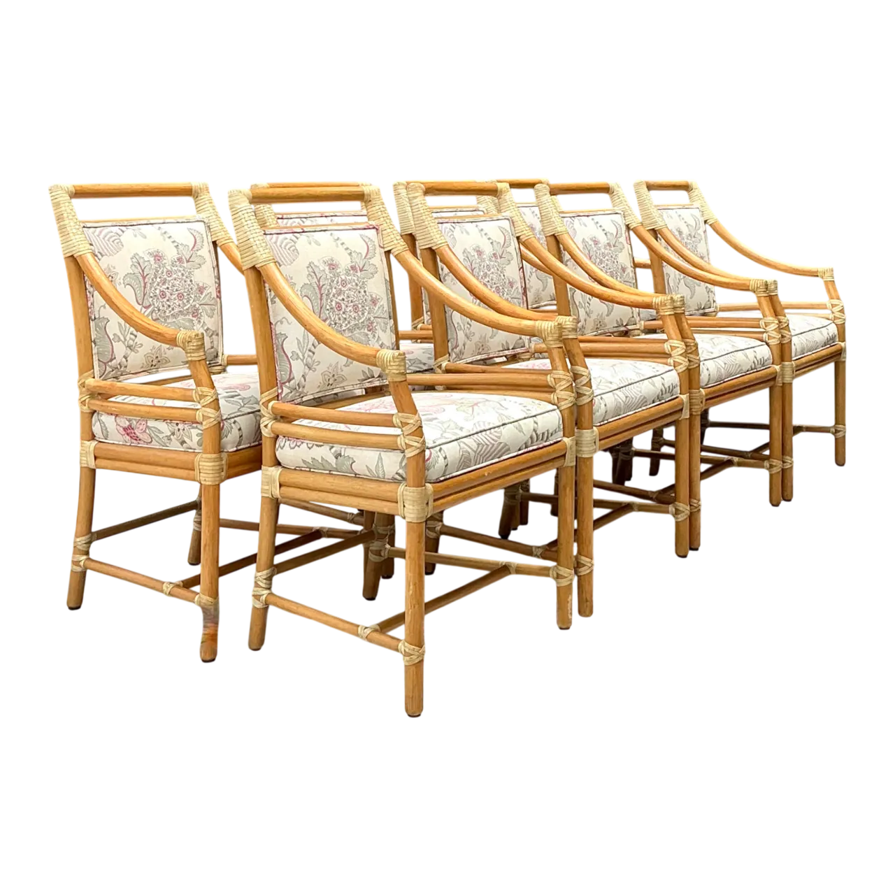 Vintage McGuire Target Back Dining Chairs - Set Of 8