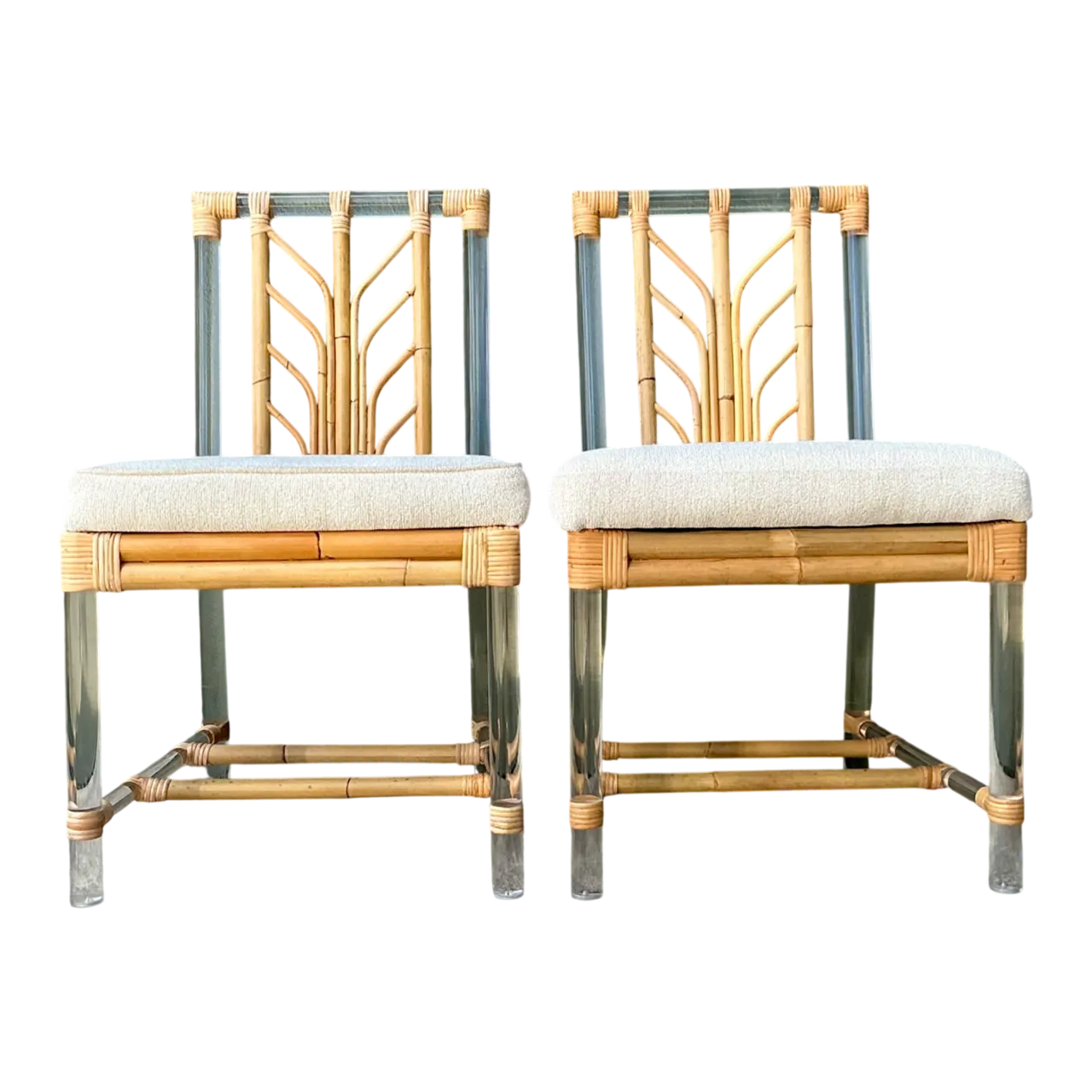 Selamat Rattan and Lucite Side Chairs - Pair