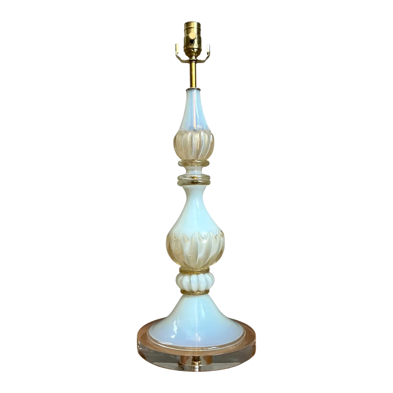 Vintage Murano Opalescent Glass and Lucite Table Lamp