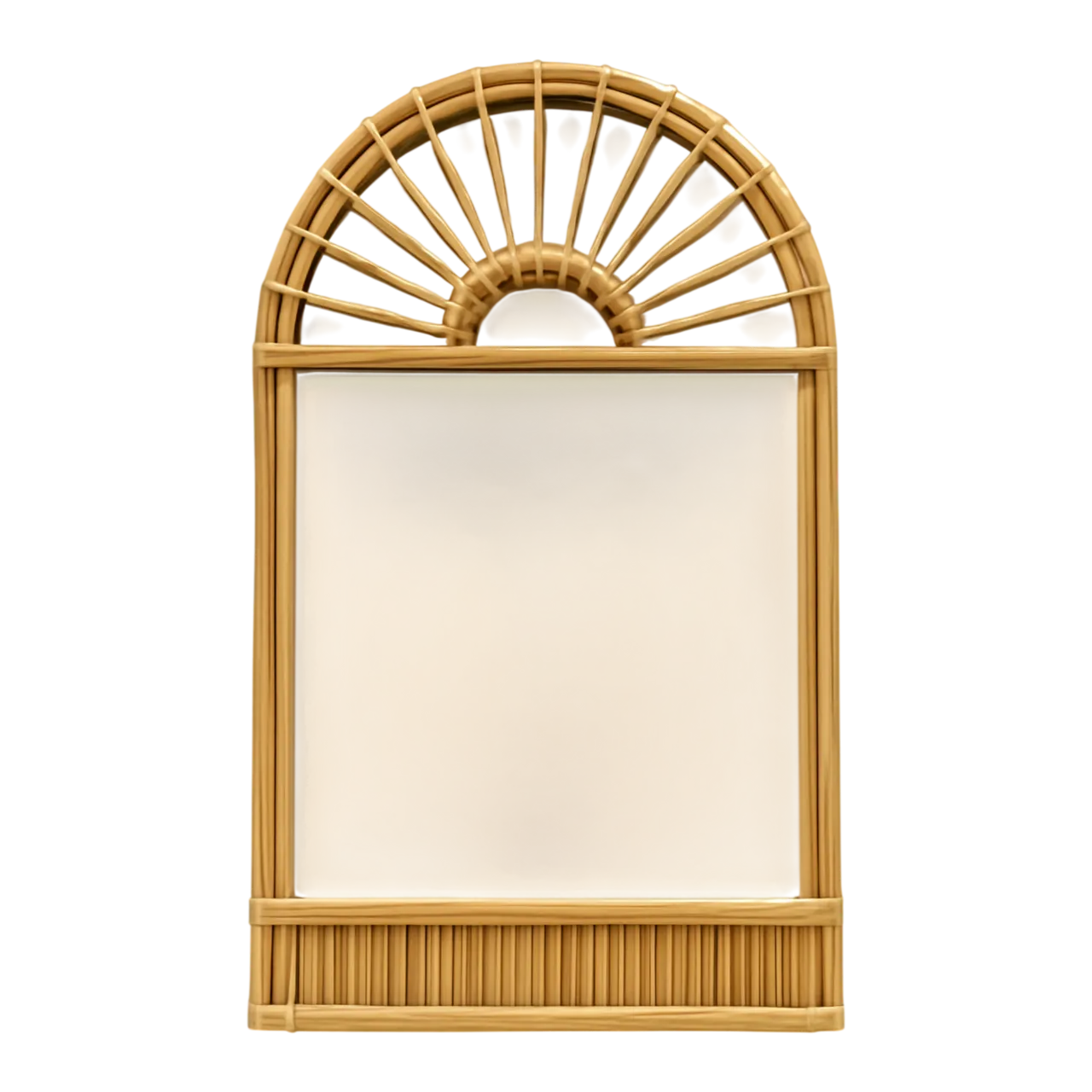 Vintage Boho Arched Rattan Mirror