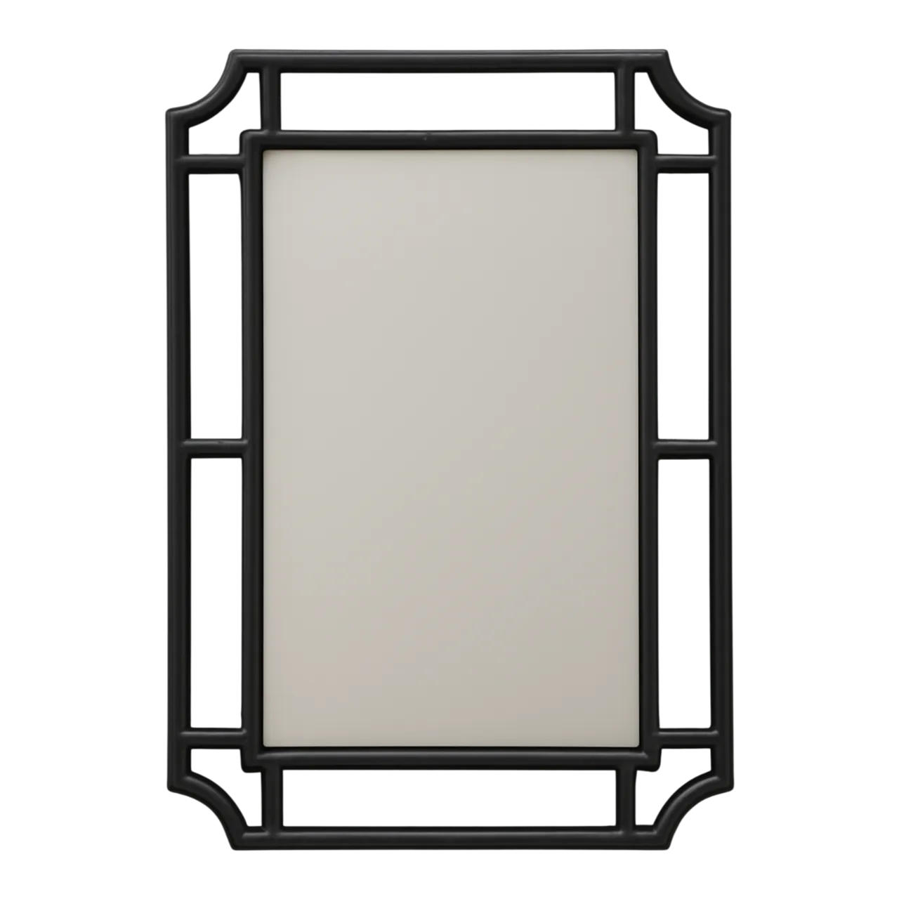 Vintage Serena And Lily Black Rattan Decorative Wall Mirror