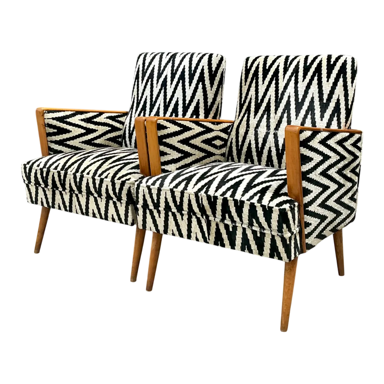 Vintage MCM Chevron Lounge Chairs - A Pair