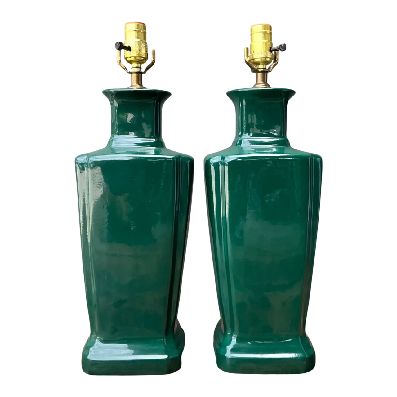 Vintage Glazed Ceramic Table Lamps - Pair
