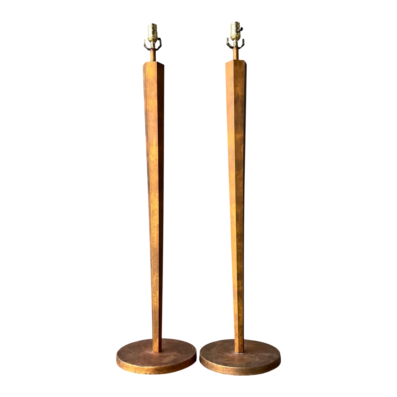 Vintage Patinated Metal Floor Lamps - Pair