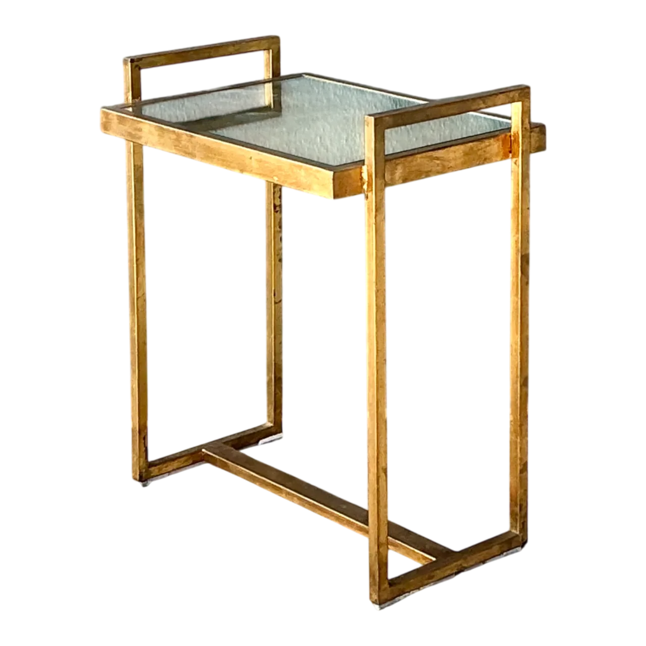 Vintage Metal and Mirrored Glass Side Table
