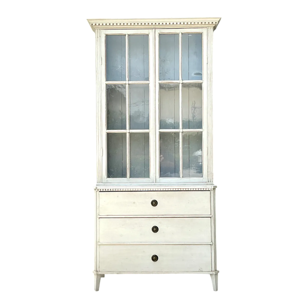 Vintage Painted Wood and Glass Cabinet