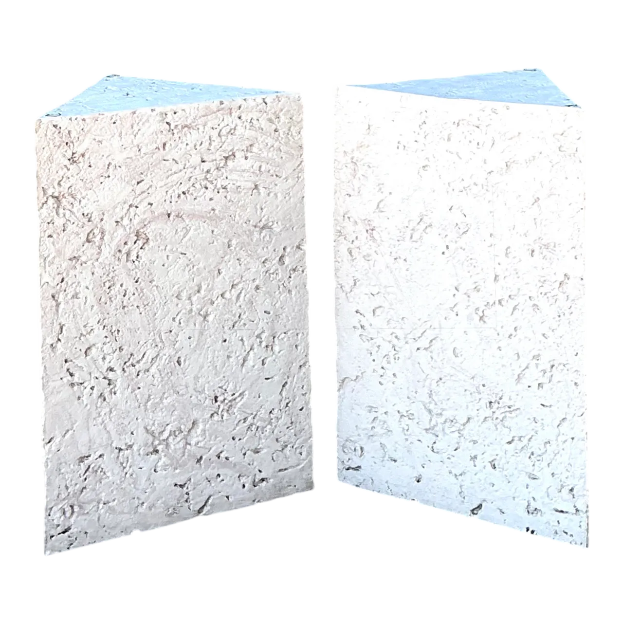 Vintage Plaster Faux Coral Geometric Table Pedestals - Pair