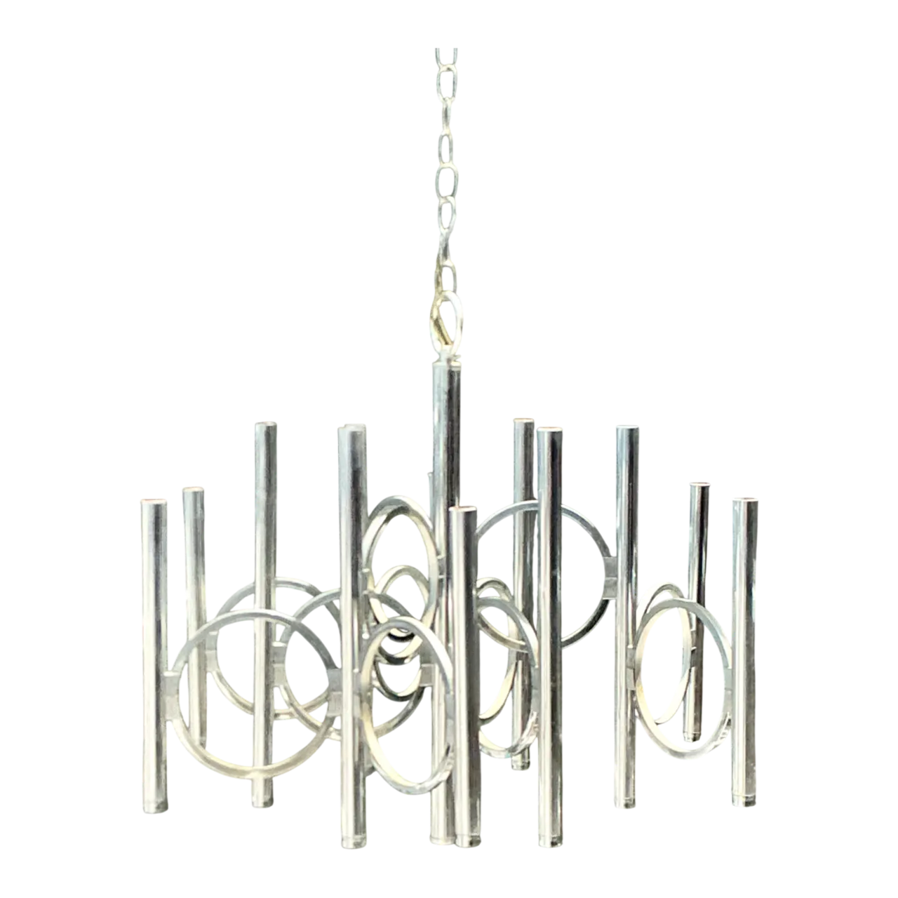 Vintage Scolari For Lightolier Chrome Chandelier