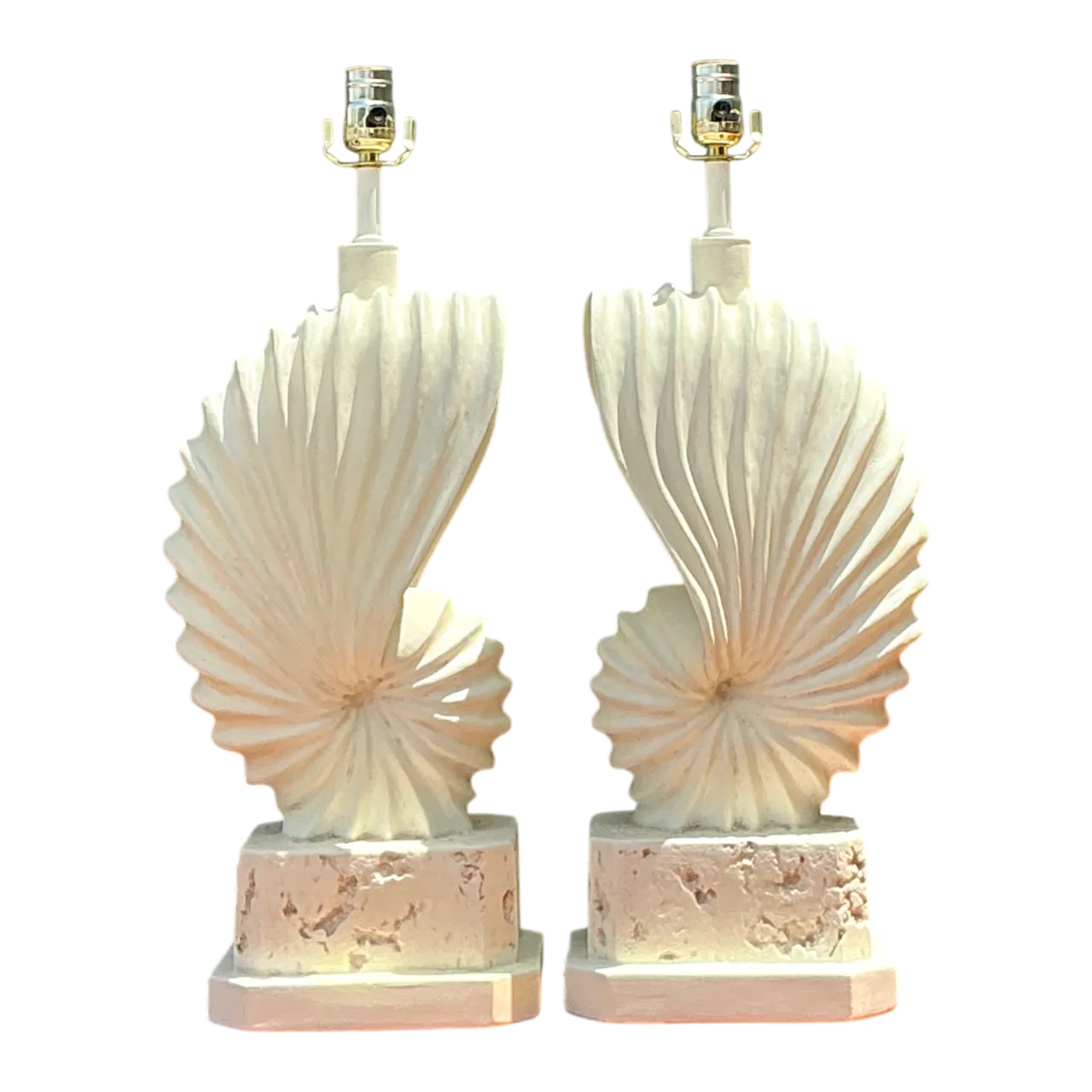 Vintage Plaster Shell Form Table Lamps - Pair