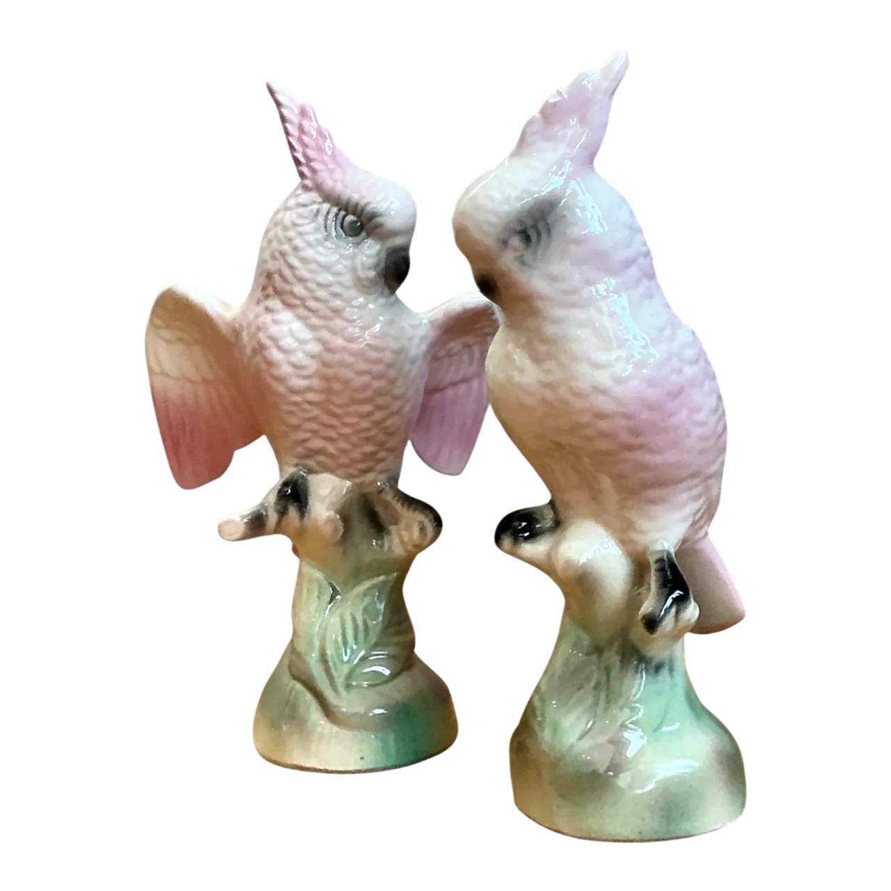 Vintage Ceramic Cockatoo Figurines - Pair