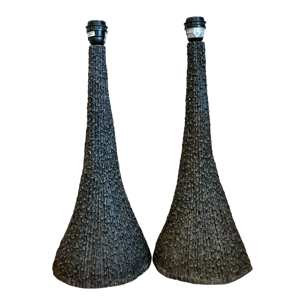 Vintage Textured Resin Table Lamps - Pair